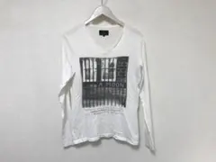 本物アールニューボールドRNEWBOLD Vネックプリント長袖TシャツロンT白M