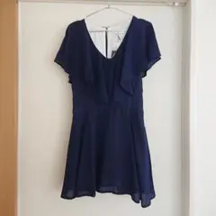 新品タグ付★スパイラルガール★フリルシフォンロンパース ネイビー/M 送料込