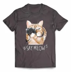 【優良在庫 】猫 ねこ カメラ カメラマン 半袖 Tシャツ メンズ プリント
