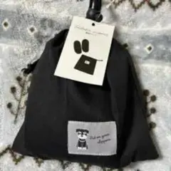 犬イラスト付き ブラックポーチ