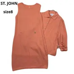 美品　ST. JOHN オレンジ ワンピースとカーディガン セット セントジョンのサムネイル