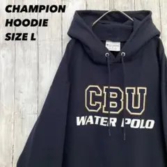 チャンピオン　カレッジプリントスエットパーカー サイズL ネイビー　アメリカ古着