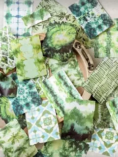 【B】コラージュ素材　デザインペーパー　素材紙　グリーン　おすそ分け　15枚