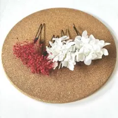 14♡4本セット♡髪飾り ホワイト＆レッド あじさい＆かすみ草