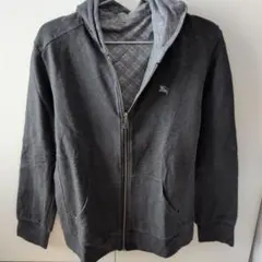 ダークグレー ジップアップパーカー　バーバリーブラックレーベル　M　リバーシブル