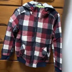 フリースチェック柄フード付きジャケット