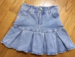 プリーツデニム インパン付きミニスカート