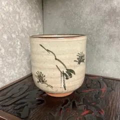 萩焼　紫雲　松鶴絵筒茶盌　茶碗　茶盌　抹茶碗　茶器　茶道具　ツル