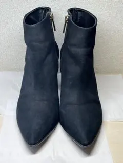 黒 スエード ジッパーブーツ ヒール7cm CARRANO