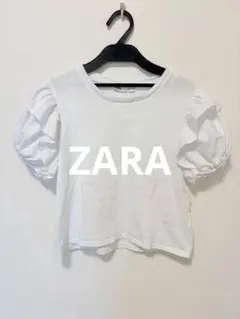 ZARA 袖フリルTシャツ　白のサムネイル