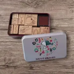 Peanuts スヌーピー 木製スタンプセット ホリデーデザイン