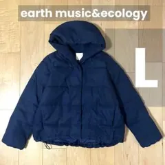 アースミュージック＆エコロジー フード付き中綿ジャケット ネイビー Ｌ ダウン