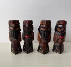 アイヌ ニポポ人形 置物 木彫り 民芸品　2組セット　レトロのサムネイル
