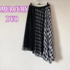 マーキュリーデュオ　ロングスカート　アシンメトリー　ドット　チェック　チュール
