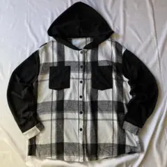 00s チェック ネルシャツ ブラック ホワイト グランジ Y2K 平成 古着