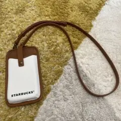 STARBUCKS スマホショルダーバッグ ホワイト/ブラウン
