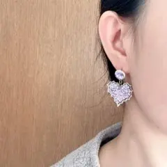 ハート型 クリスタル ピアス