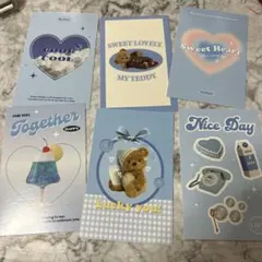 BUNNY海外文具 モダンアート　Y2K風　ポストカード　素材カード6枚　青②