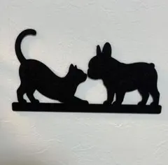 【猫とフレンチブルドッグの出会い｜3Dプリント ウォールアート】