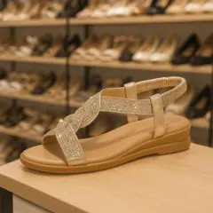 24.5cm ゴールド サマーサンダル ストラップ ラメ ぺたんこ キラキラ