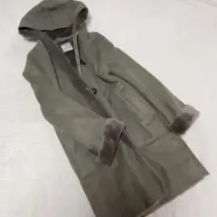 ナノユニバース　フード付きグリーンファーコート
