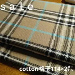 D167◇ｓａｌｅ◇cotton格子2㍍ベイシユ系