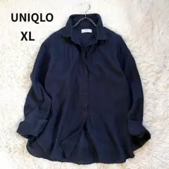 UNIQLO プレミアムリネンシャツ 大きいサイズ ブルー 青 XL 麻100%のサムネイル