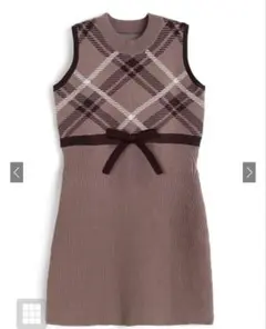 GRL グレイル　チェック柄ノースリーブニットミニワンピース