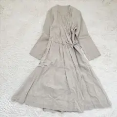 ネストローブ　リネン100% カシュクールギャザーワンピース　ロングワンピース