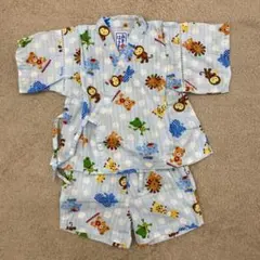 MIKI HOUSE 水色動物柄甚平 80センチ