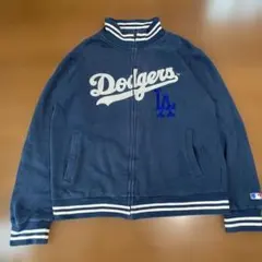 MLB ドジャース ジップ スウェット トラックジャケット L ネイビー 刺繍のサムネイル