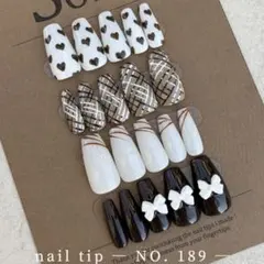 【189】20本セットまとめ売り バレンタインネイルチップ ハート リボン