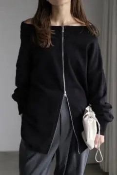 【新品】BONJOUR SAGAN 前後2WAYオフショルダージップスウェットB