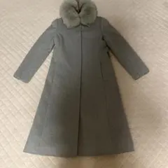 INEDアンゴラ　グレー ファー付きロングコート