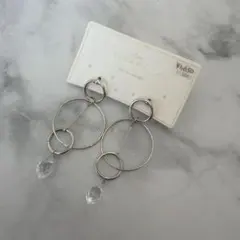 シルバーフープクリスタルピアス