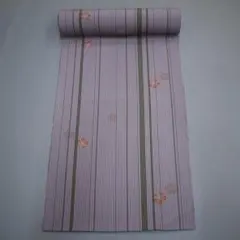 M18-16 新品 ポリエステル 小紋 着尺反物 灰紫系 縞 撫子 ワイドサイズ