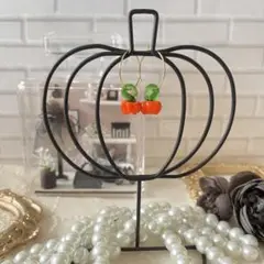 ☆ハ4❤️ ハロウィン　カボチャ　ガラス　パンプキン　フープピアス　ハンドメイド