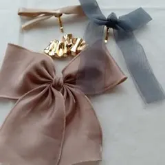 リボンゴムとヘアアクセの4点セット未使用に近い美品ピンク系