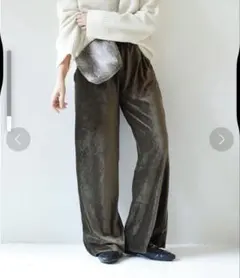 TODAYFUL ストライプベロアパンツ オリーブ