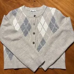GU アーガイル柄 カーディガン M