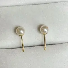 【k10YG】あこや真珠　スタッドピアス　5.0-5.5mm ホワイト
