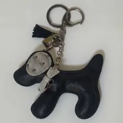 犬型レザーキーリング　キーホルダー　黒色