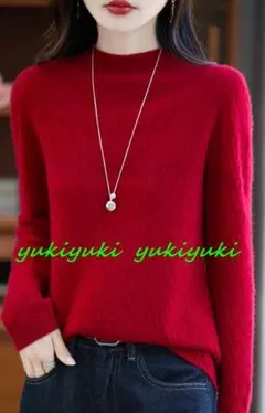 M極上柔らかカシミヤ100％★暖か可愛い編地ハイネックニット♪ベージュＭ