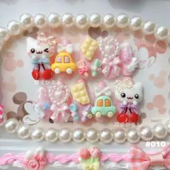 #010 ねこちゃん×さくらんぼネイルチップ ピンク ゆめかわ 平成女児 量産型