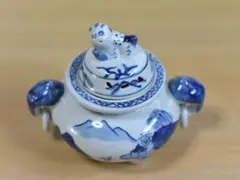 道八染付香炉　飾り物　床の間飾り