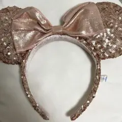 ディズニー ピンク カチューシャ ミニー スパンコール　ベージュ