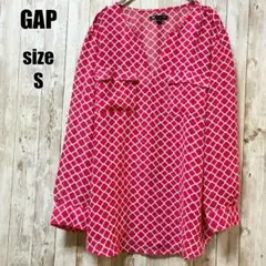 【GAP】総柄 スキッパーブラウス とろみ S ピンク きれいめカジュアル 春夏のサムネイル