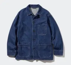 大人気！ユニクロ ユーティリティジャケット（デニム）ブルー （67) L