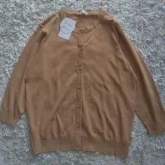 未使用 シネマクラブ ベージュ クルーネック 七分袖カーディガン UV対策 LL
