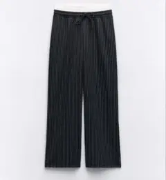 ZARA ストライプ柄 ダブルウエストバンド ワイドパンツ Mサイズ